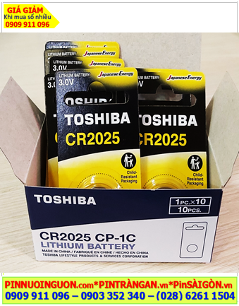COMBO 01hộp=10vỉ (Loại vỉ 01viên) Pin 3v lithium Toshiba CR2025CP-1 chính hãng _Giá chỉ 190.000/HỘP